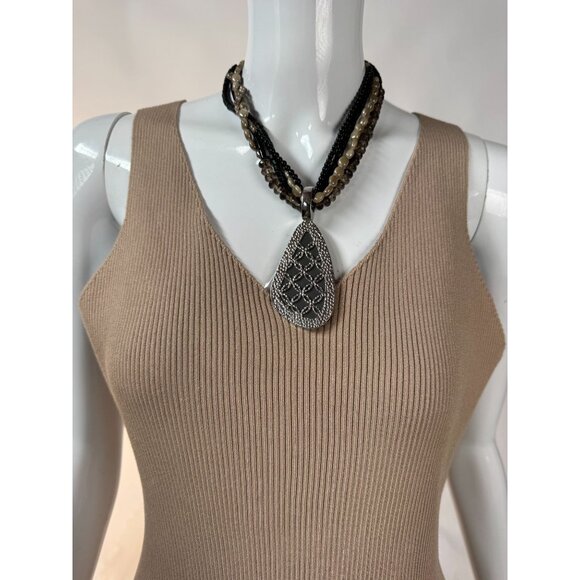Premier Designs Multistrand Beaded Necklace W/ Reversible Metal & Faux Snakeskin - Picture 12 of 16